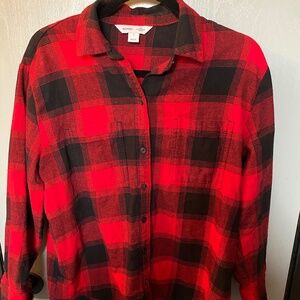 Old Navy The Boyfriend Shirt Buffalo Plaid Flannel Shirt Size Small